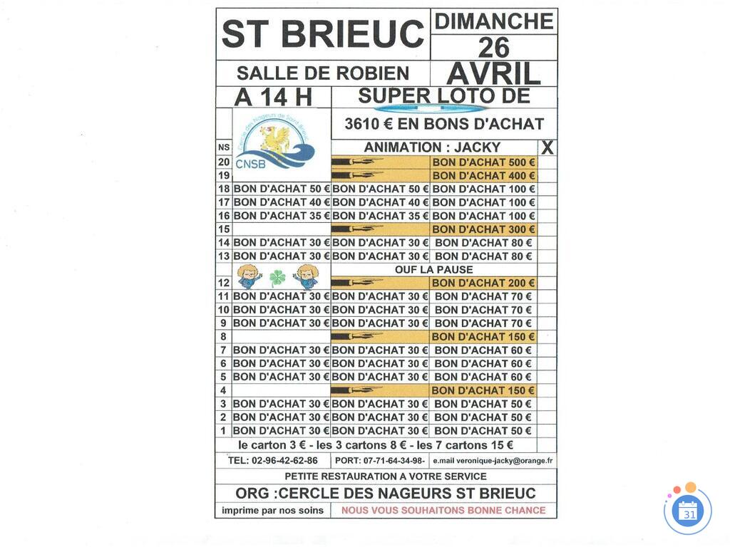 Image super loto org: CERCLE DES NAGEURS animé par jacky (photo 1)