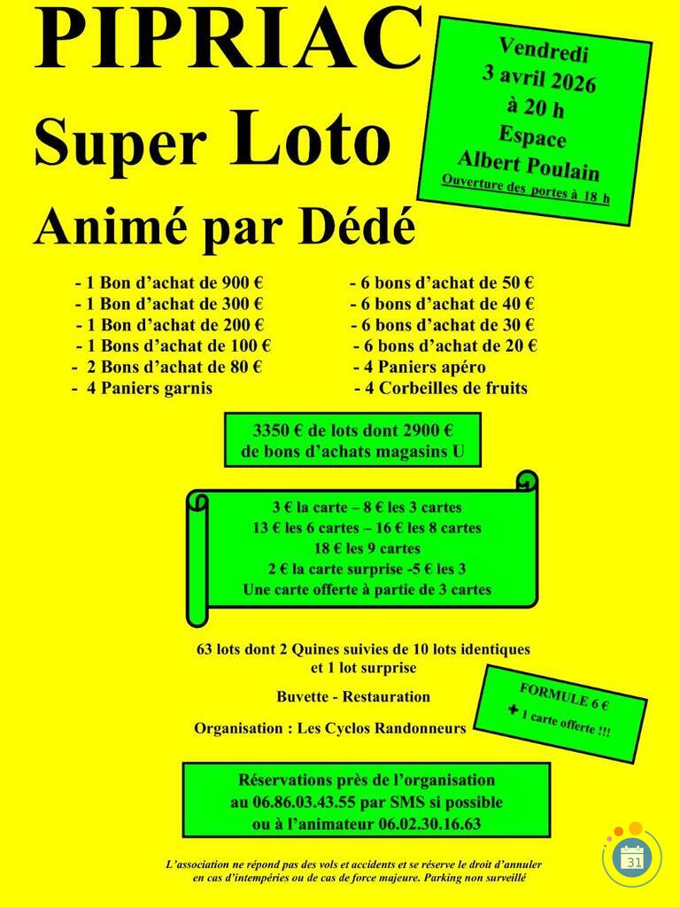 Image Super Loto des Cyclos Randonneurs Pipriatains. (photo 1)