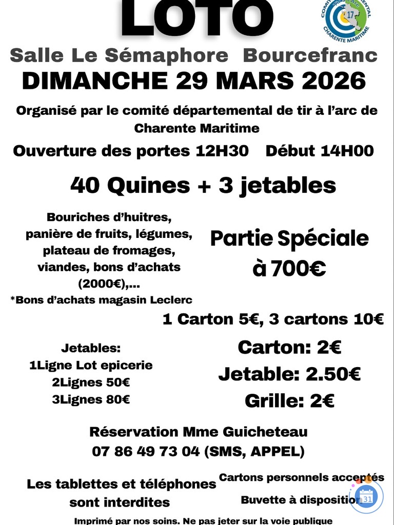 Image Loto comité départemental de tir à l'arc Charente-Maritime (photo 1)