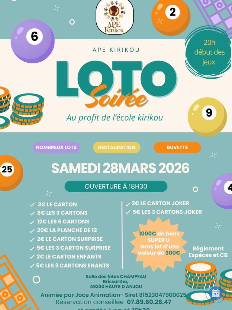 Image Loto organise par l ape kirikou de brissarthe (photo 1)