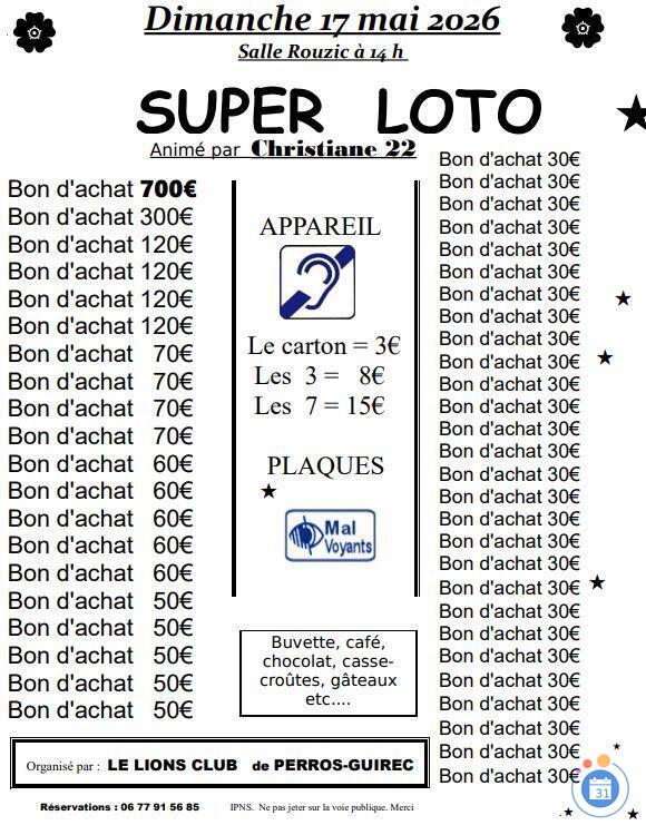 Image SUPER LOTO animé par Christiane22 à Perros Guirec (photo 1)