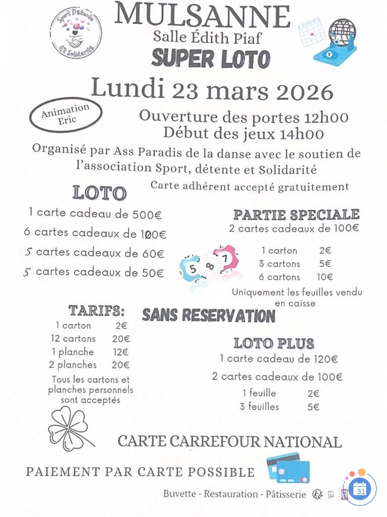 Image Super Loto Paradis dela dance avec le soutien S D S ani Eric (photo 1)