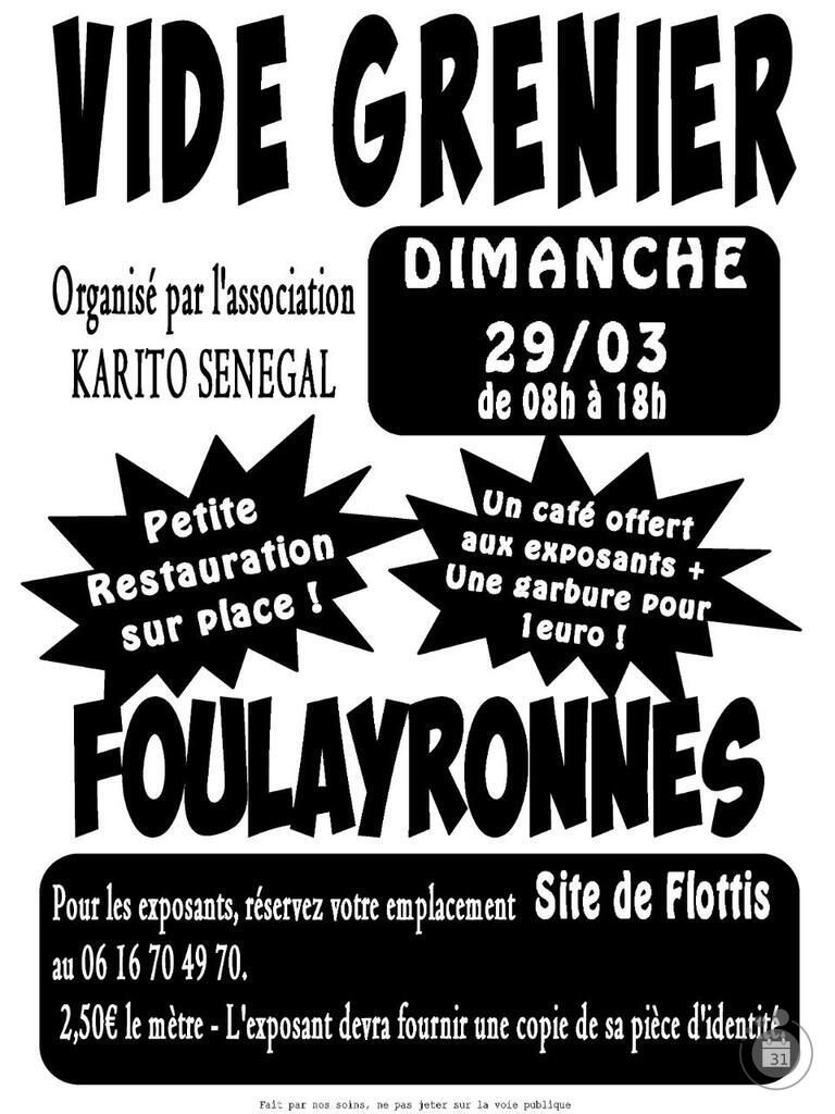 Image Vide grenier organisé par Karito Sénégal flottis foulayronne (photo 1)