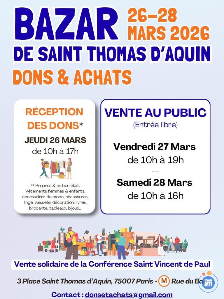 Image BAZAR de Saint-Thomas d'Aquin Journées DONS et ACHATS (photo 1)