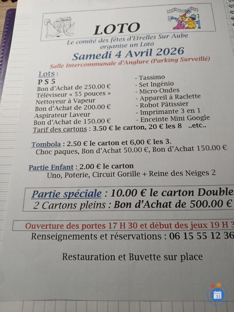 Image Loto du comité des fêtes de Etrelle sur aube (photo 1)