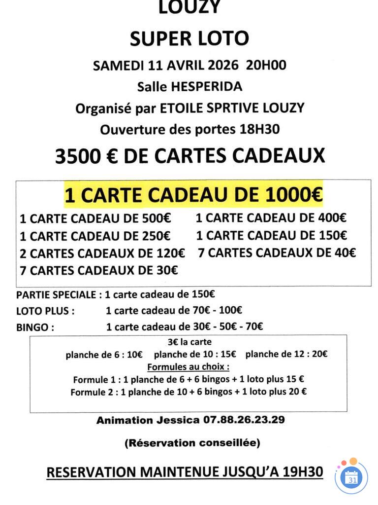 Image Super loto organise par etoile sportive louzy (photo 1)