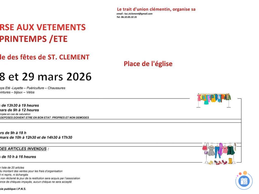 Image Bourse aux vetements printemps ete trait d'union clementin (photo 1)