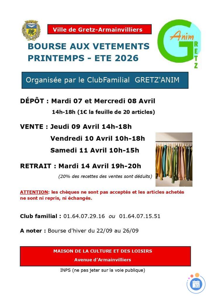Image Bourse aux vêtements printemps-été 2026 (photo 1)