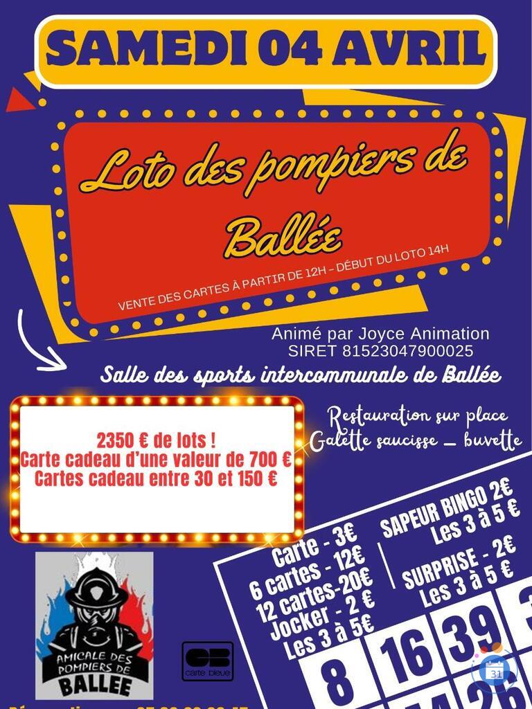 Image Super loto amicale des pompiers de ballee par joce animation (photo 1)