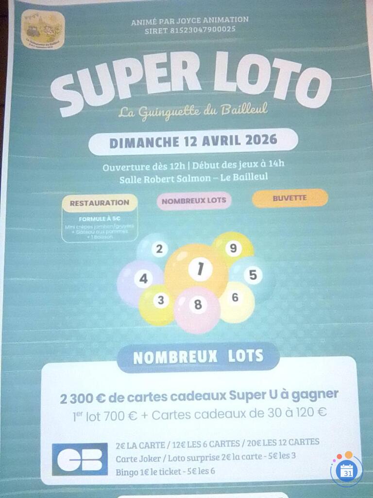 Image SUPER LOTO de la Guinguette du Bailleul par Joce Animation (photo 1)