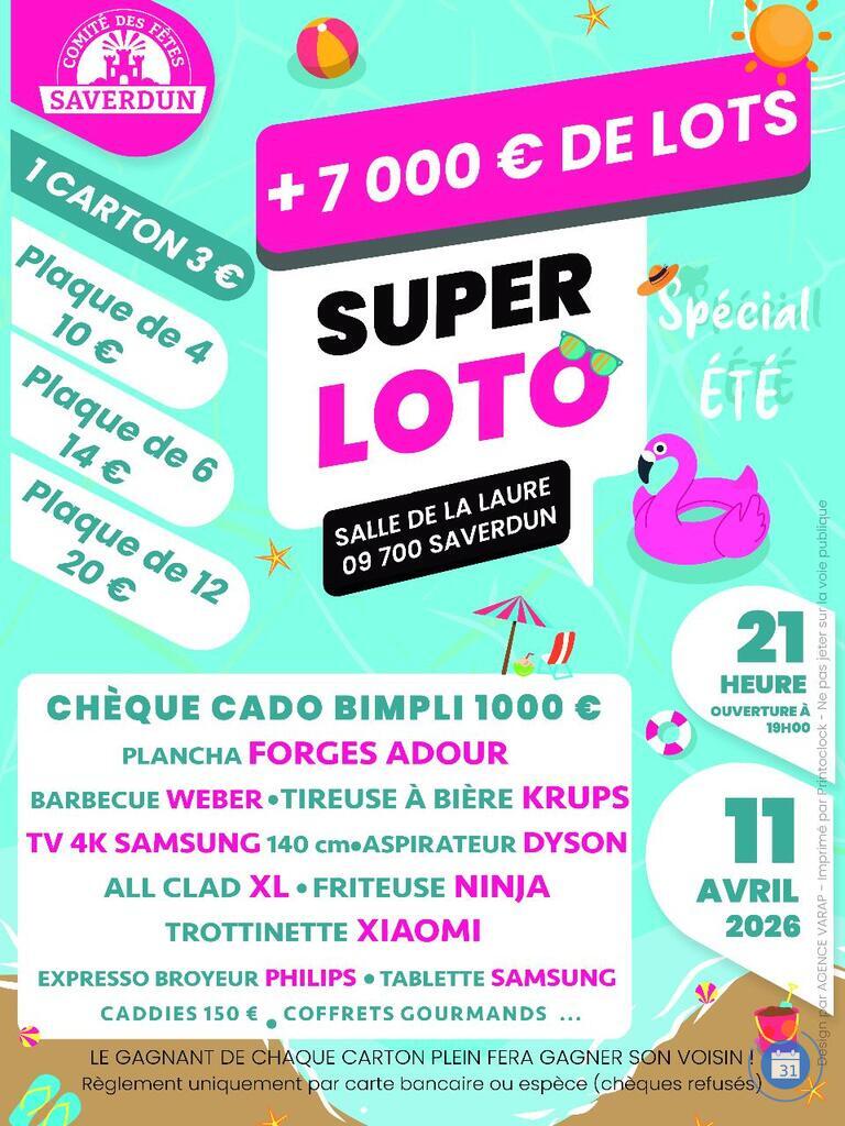 Image SUPER LOTO SPECIAL ETE du Comité des Fêtes de Saverdun (photo 1)
