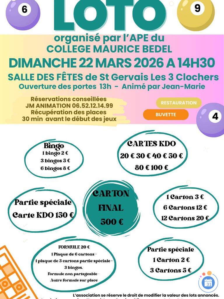 Image Loto APE Collège Maurice Bedel (photo 1)