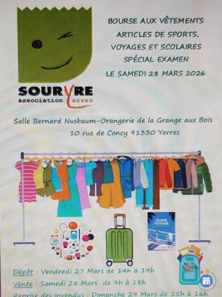 Image Bourse aux vêtements, sports, voyages et scolaires examens (photo 1)