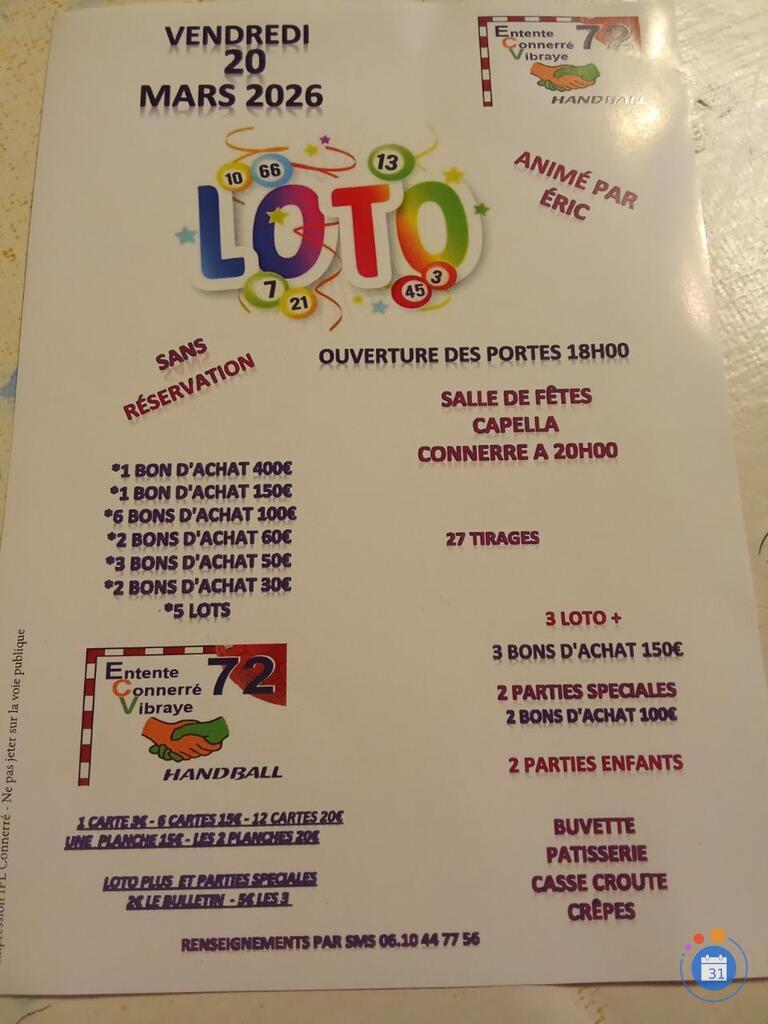 Image Loto entente connerré vibraye handball animé par Eric (photo 1)