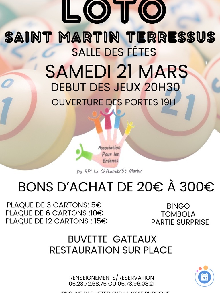 Image Loto APE RPI St Martin Terressus Le Châtenet (photo 1)