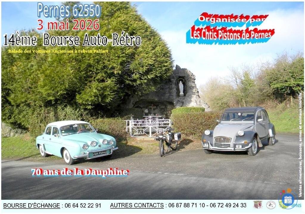 Image 14ème Bourse Auto-Rétro 3 mai 2026 à Pernes (62550) (photo 1)