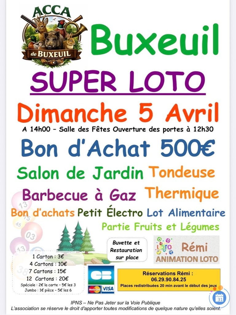 Image Super Loto de la Chasse animé par Rémi (photo 1)