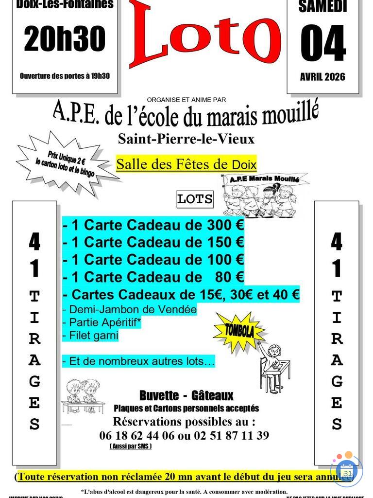 Image Loto A.P.E. l’école du marais mouillé de St-Pierre-le-Vieux (photo 1)