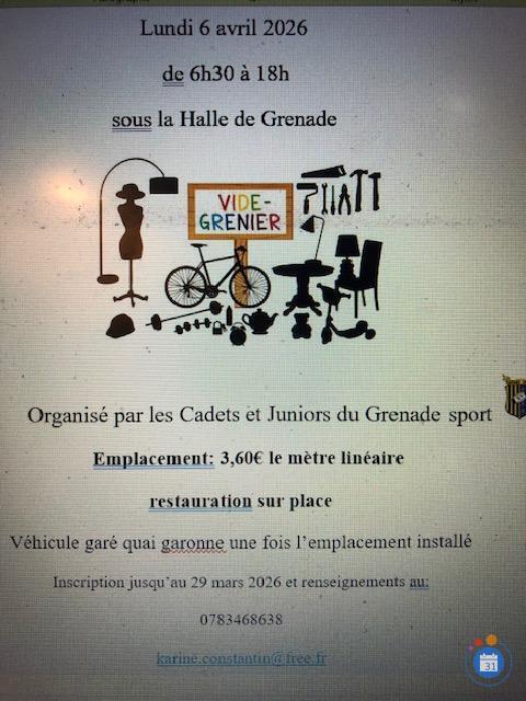 Image vide grenier des cadets et juniors du grenade rugby (photo 1)
