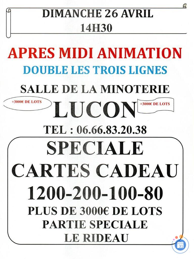 Image Après midi Animation Loto Toutes les 3 Lignes sont Doublées (photo 1)