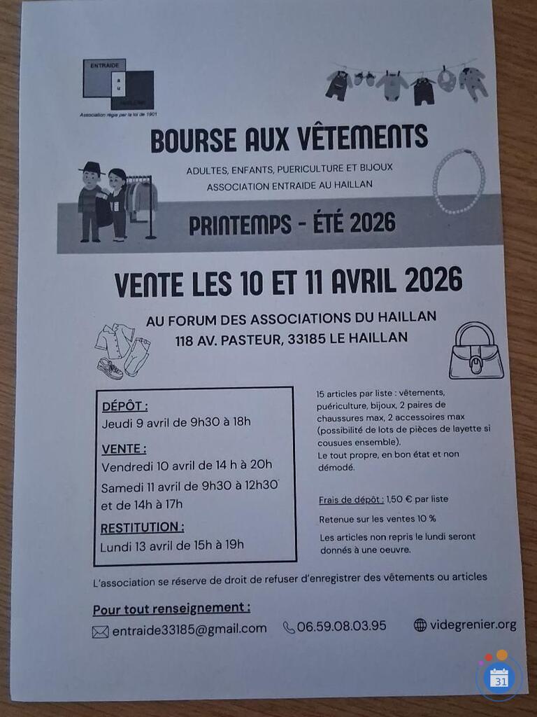 Image Bourse aux vetements et puericulture printemps été 2026 (photo 1)