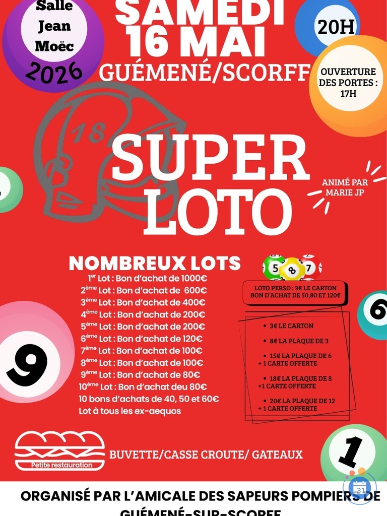 Image Super Loto des sapeurs-pompiers de Guémené-Sur-Scorff (photo 1)