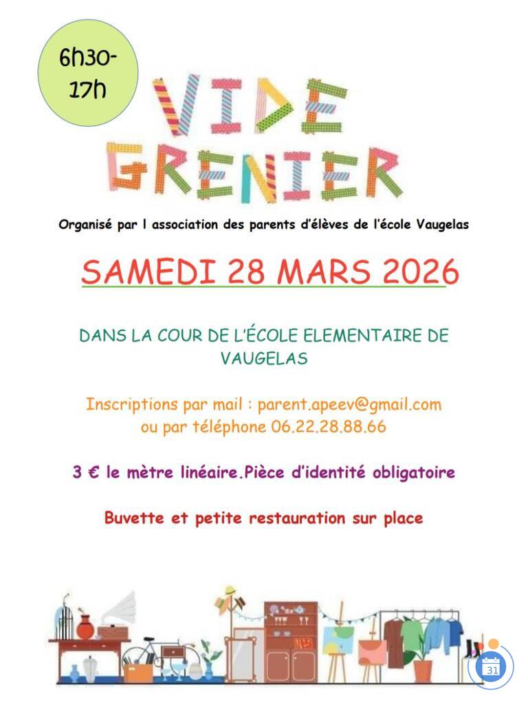 Image Vide-grenier de l'école Vaugelas - samedi 28 Mars 2026 (photo 1)
