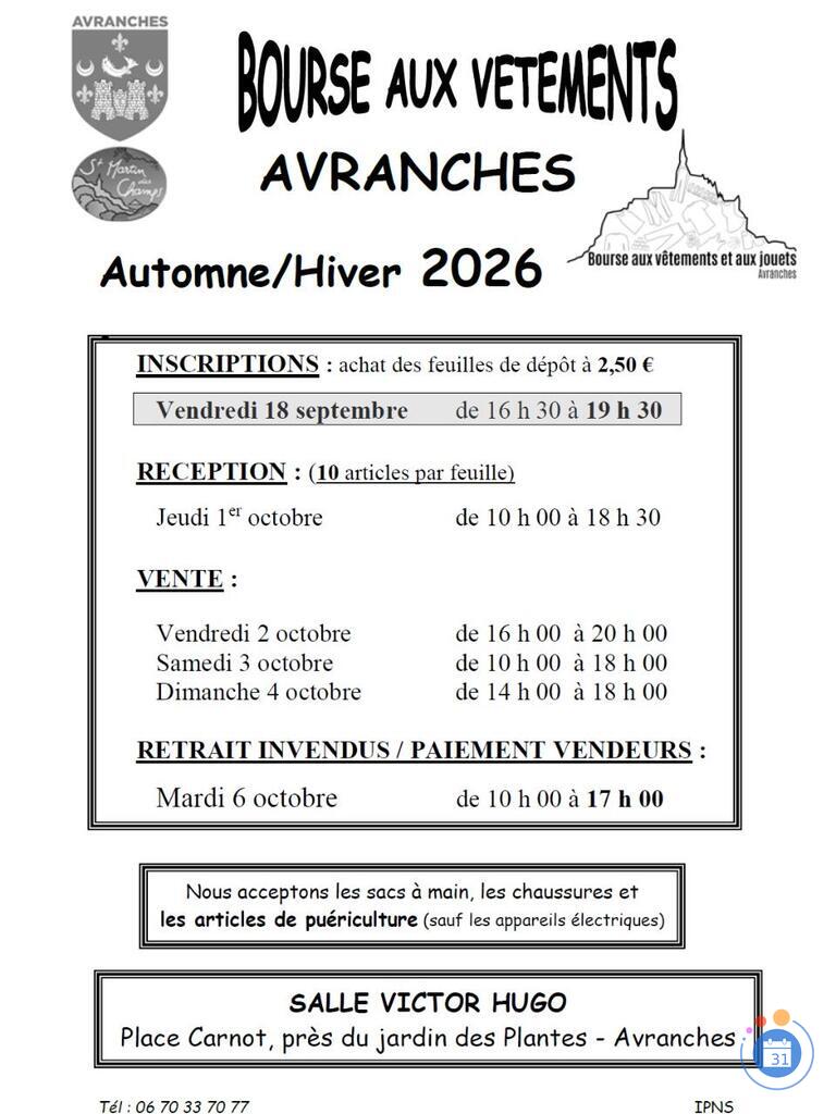 Image Bourse aux vêtements d'Avranches Automne-Hiver 2026 (photo 1)
