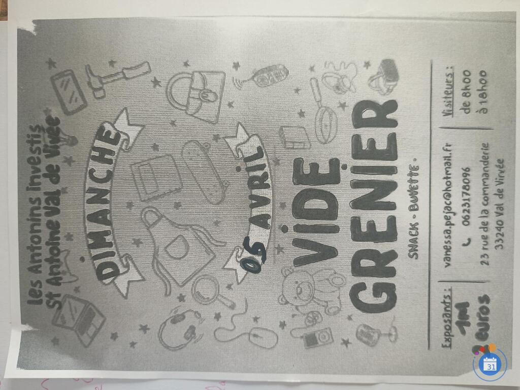 Image Vide grenier St Antoine val de virvée 33240 (photo 1)