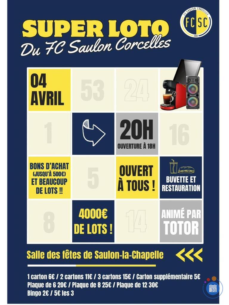 Image SUPER LOTO du FC Saulon Corcelles (photo 1)