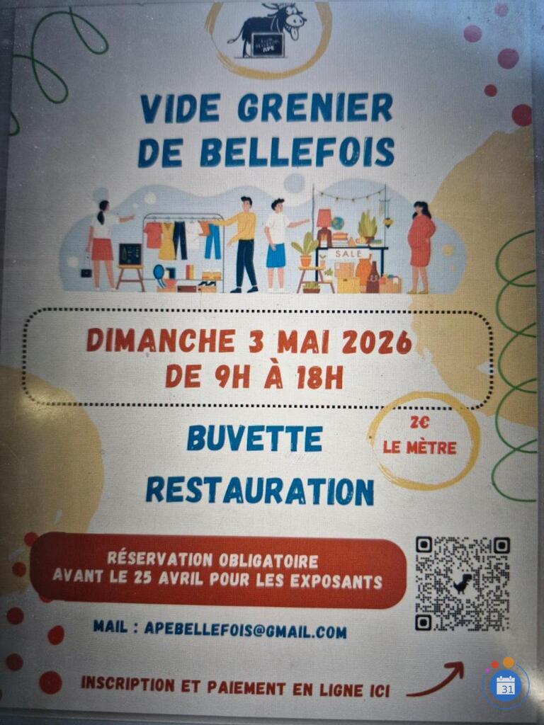 Image Vide Grenier de l'APE de l'Ecole de Bellefois (photo 1)