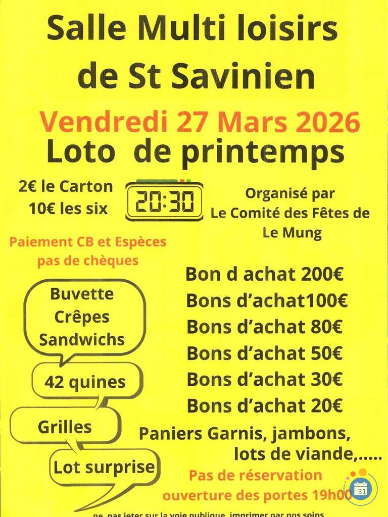 Image LOTO DE PRINTEMPS du Comité des Fêtes de LE MUNG (photo 1)