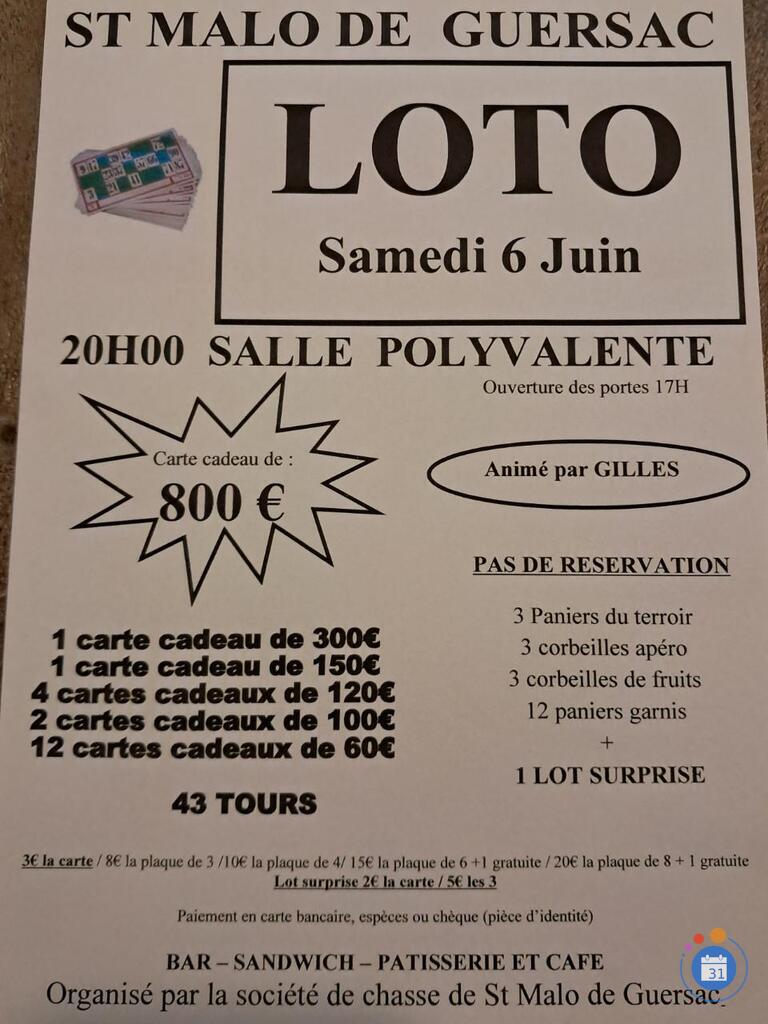 Image Loto de la chasse de st malo de guersac animé par Gilles (photo 1)