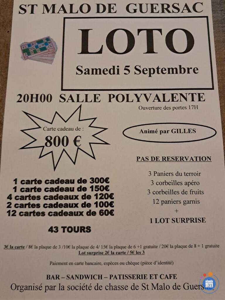 Image Loto de la société de chasse de st malo animé par Gilles (photo 1)