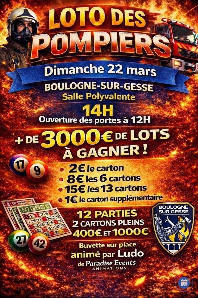 Image Loto des pompiers de Boulogne sur Gesse (photo 1)