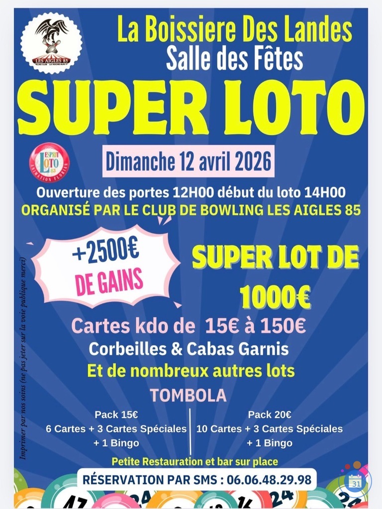 Image Super loto organiser par CLUB BOWLING DE LA ROCHE (photo 1)