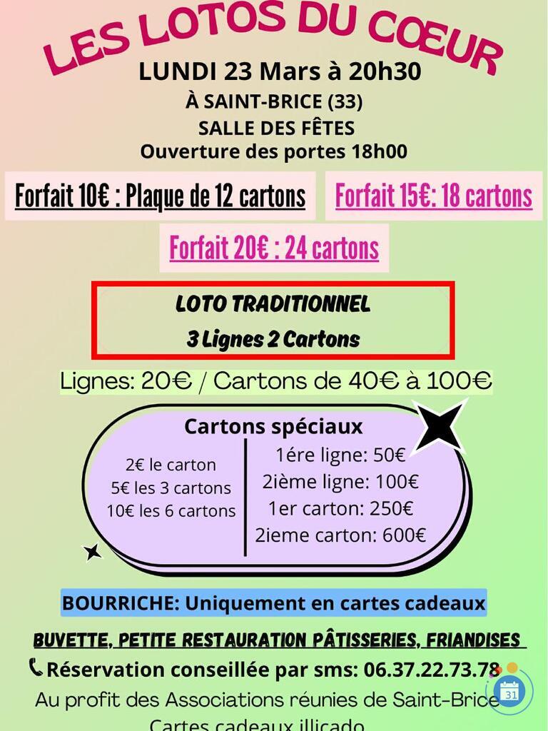 Image LOTO organisé par les Lotos du coeur tous les lundis (photo 1)