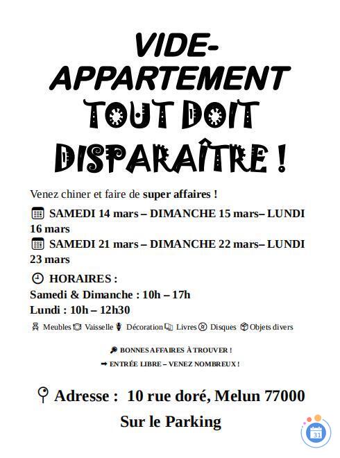 Image Vide-appartement melun: tout doit disparaître (photo 1)
