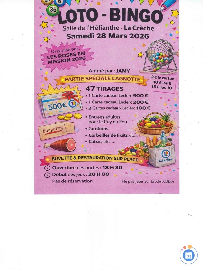 Image loto- bingo les roses en mission avec JAMY 47 tirages (photo 1)