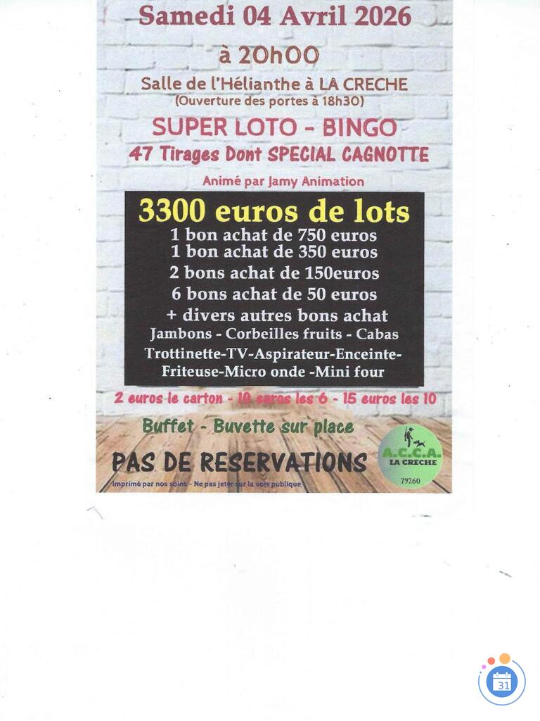Image loto- bingo ACCA la crèche avec JAMY 47 tirages (photo 1)