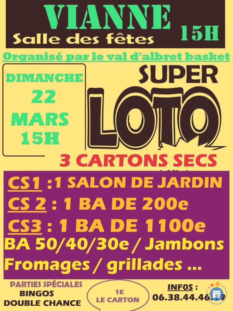 Image 15h super loto du vabasket 3 cartons secs (voir affiche) (photo 1)
