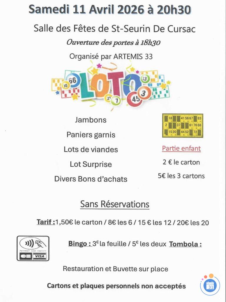 Image Loto organisé par l'association ARTEMIS 33 (photo 1)