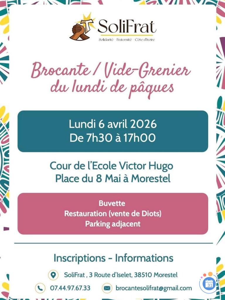 Image Brocante - Vide grenier Lundi de Pâques Morestel (photo 1)