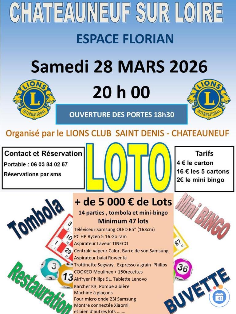 Image LOTO LIONS CLUB Saint Denis -Châteauneuf (caritatif) (photo 1)
