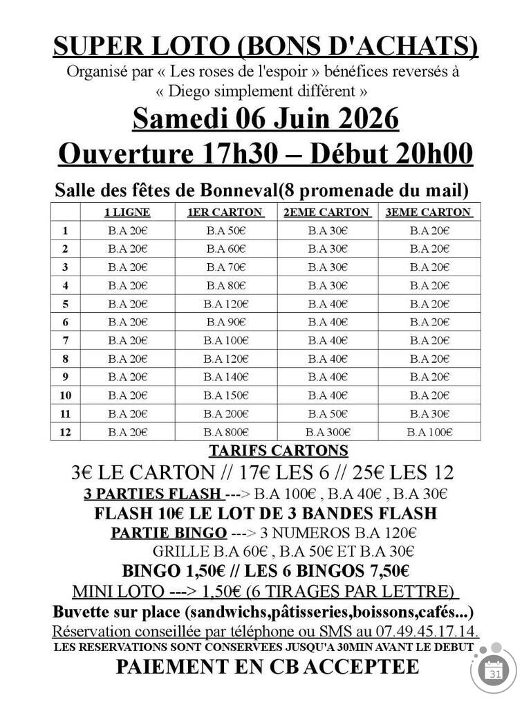 Image Super loto de l'association diego simplement différent (photo 1)