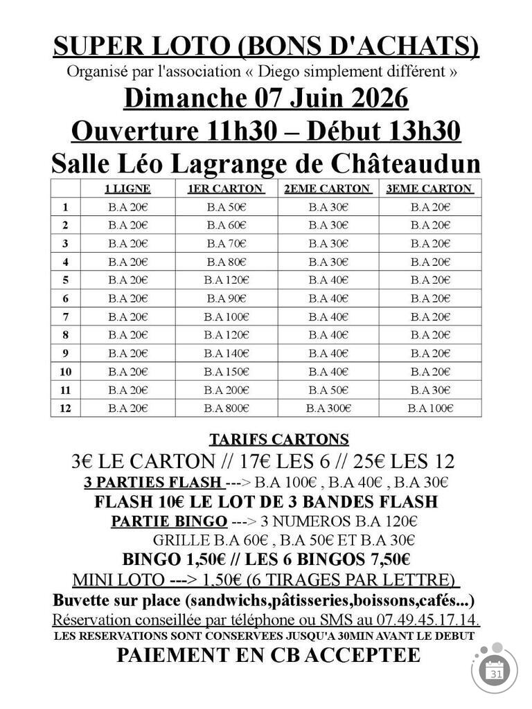 Image Super loto de l'association diego simplement différent (photo 1)