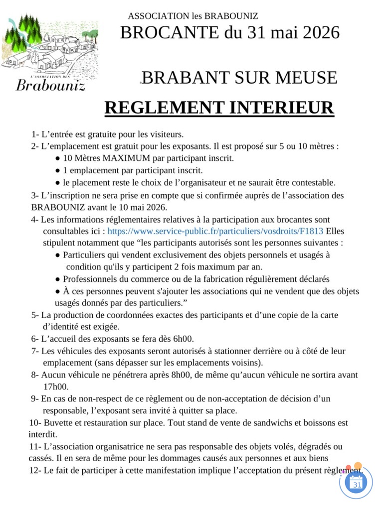 Image Brocante de Brabant sur Meuse 31 mai 2026 (photo 1)