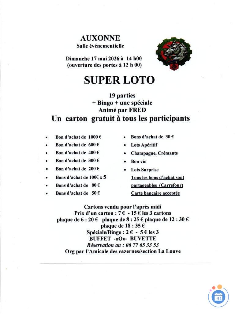 Image Super loto de l'Amicale des Cazernes Section La Louve (photo 1)