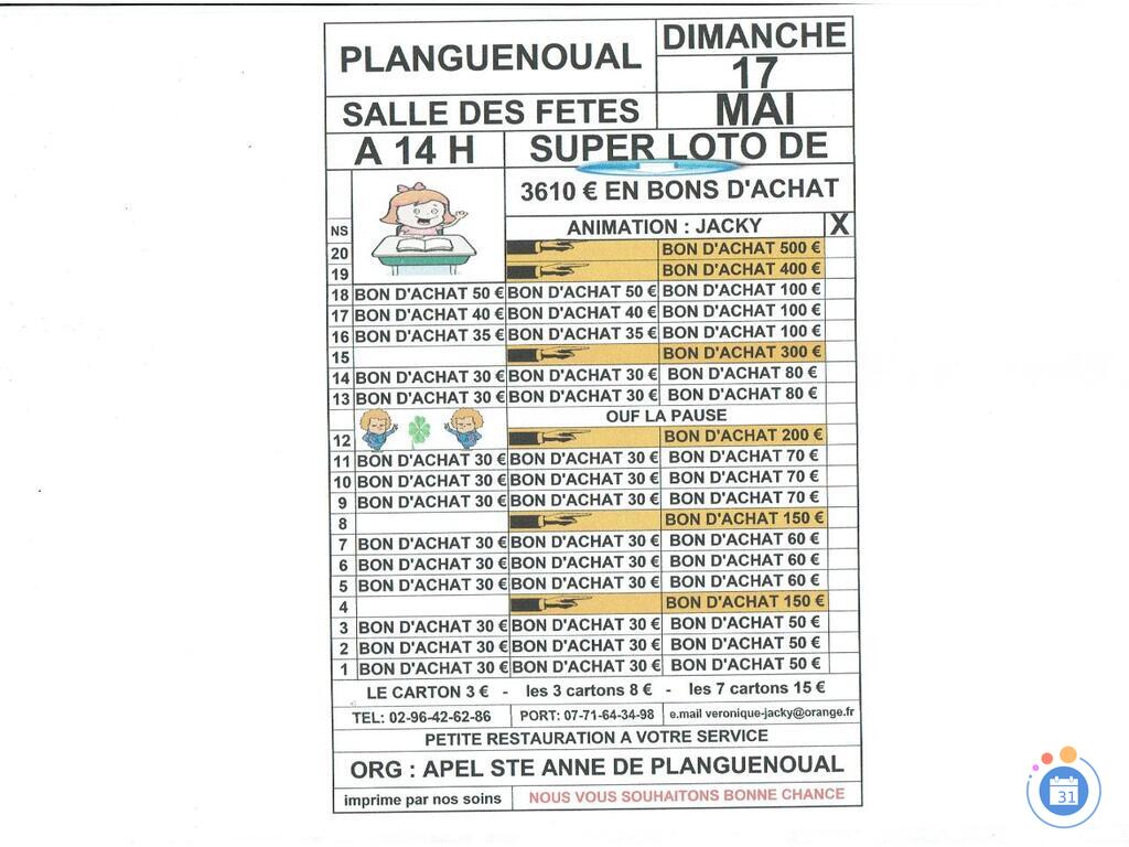 Image super loto org: PLANGUENOUAL animé par jacky (photo 1)