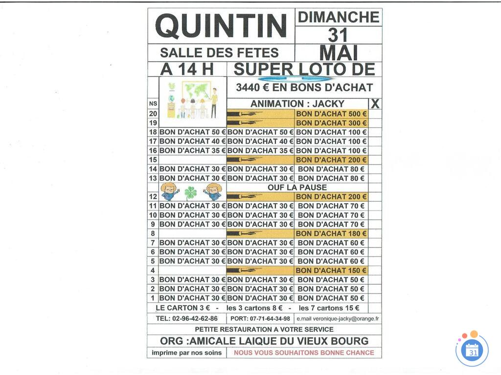 Image loto org : A L DU VIEUX BOURG animé par JACKY (photo 1)